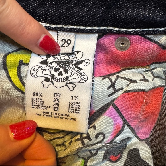 Ed Hardy women's low rise bootcut blue jean's - Picture 7 of 13